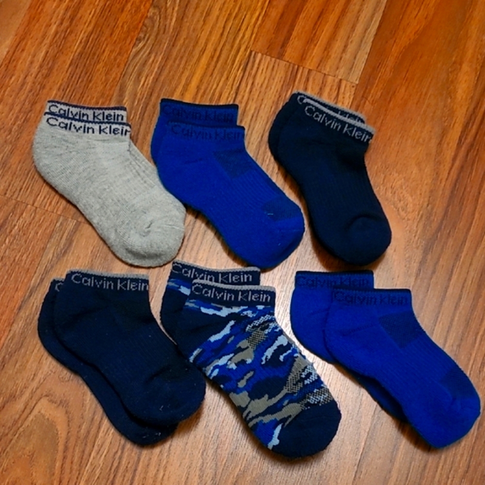 🎉Calvin Klein Toddler Ankle Socks - Black, Blue, Gray, and Camo (Set Of 6)